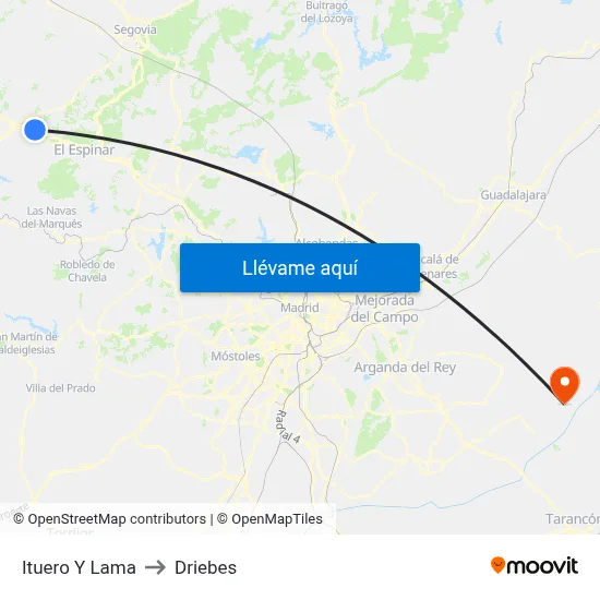 Ituero Y Lama to Driebes map