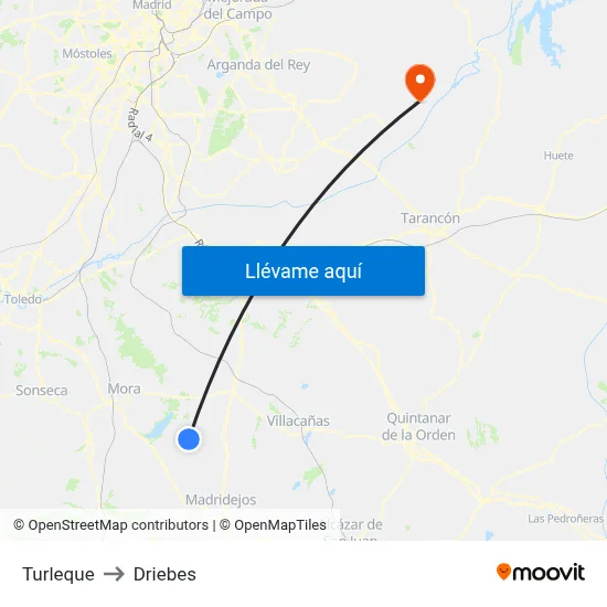 Turleque to Driebes map