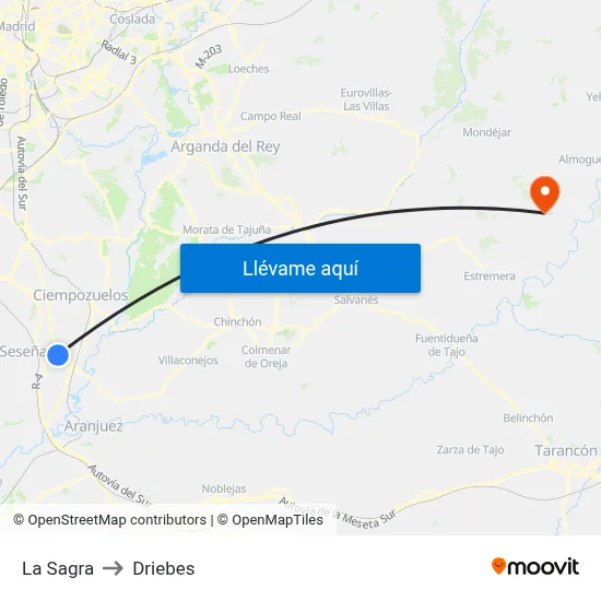 La Sagra to Driebes map