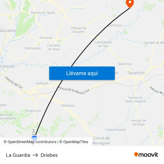 La Guardia to Driebes map