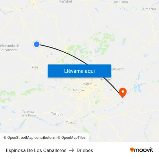Espinosa De Los Caballeros to Driebes map