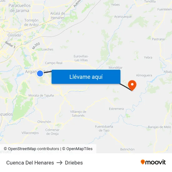 Cuenca Del Henares to Driebes map
