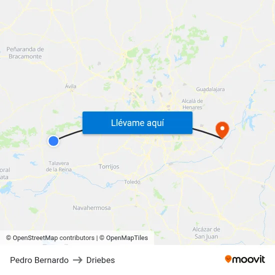 Pedro Bernardo to Driebes map