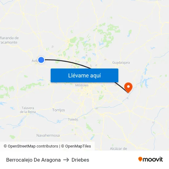 Berrocalejo De Aragona to Driebes map