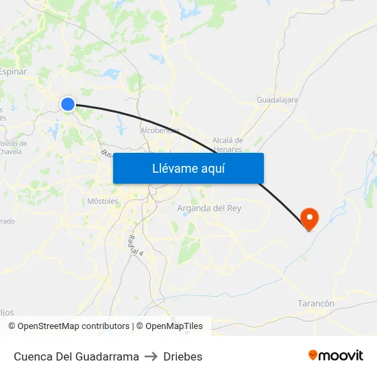 Cuenca Del Guadarrama to Driebes map