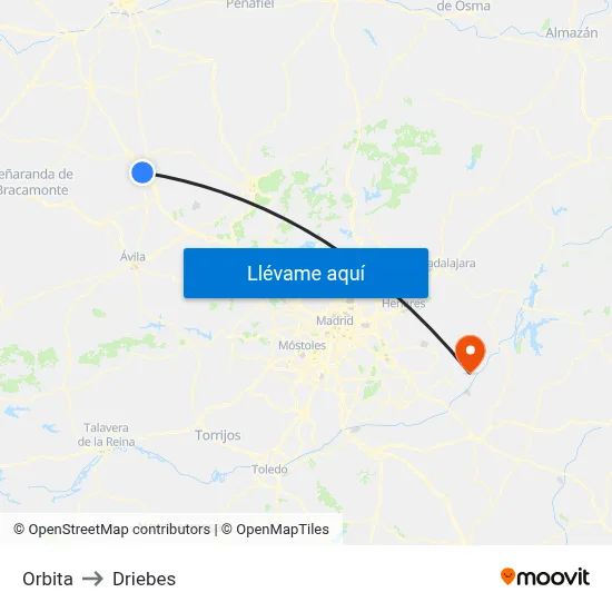 Orbita to Driebes map