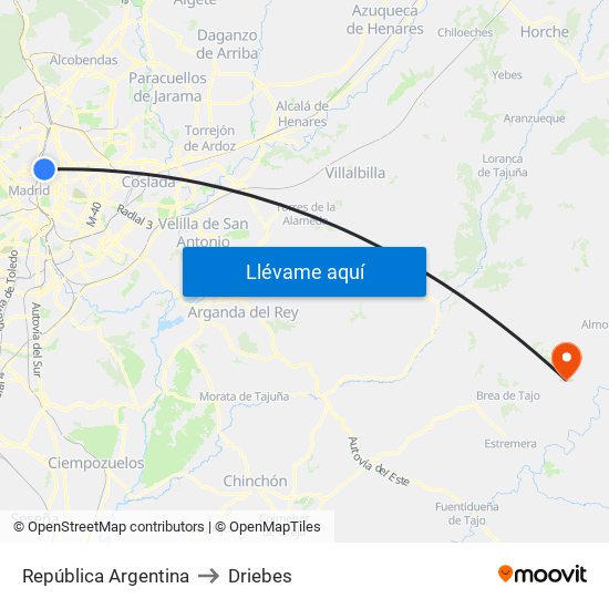 República Argentina to Driebes map
