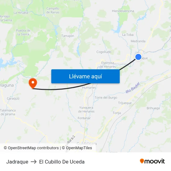 Jadraque to El Cubillo De Uceda map