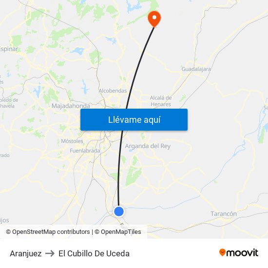 Aranjuez to El Cubillo De Uceda map