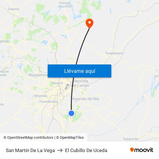 San Martín De La Vega to El Cubillo De Uceda map