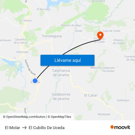 El Molar to El Cubillo De Uceda map