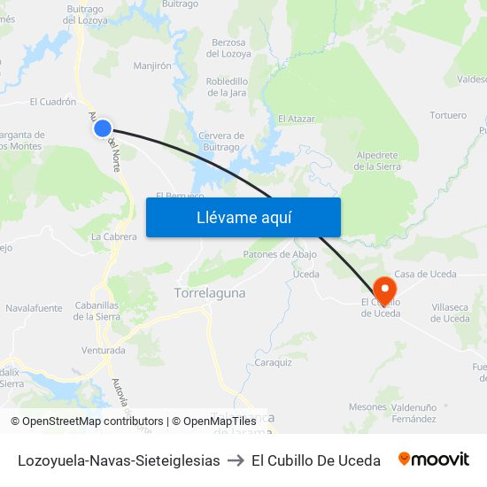 Lozoyuela-Navas-Sieteiglesias to El Cubillo De Uceda map