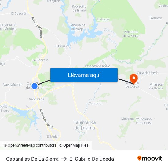 Cabanillas De La Sierra to El Cubillo De Uceda map