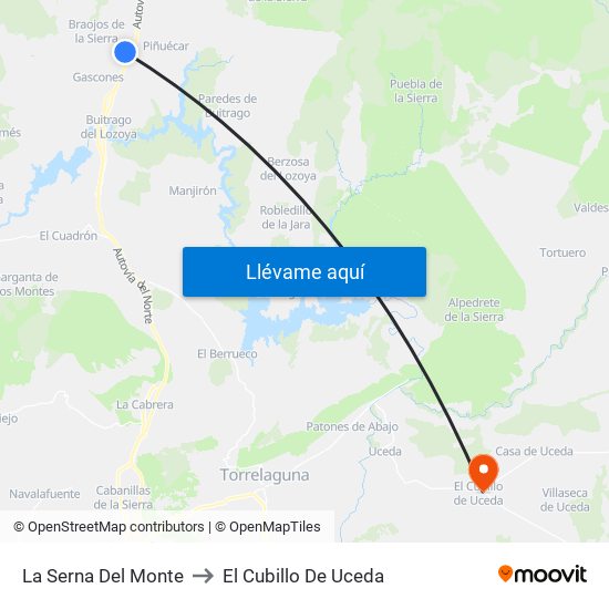 La Serna Del Monte to El Cubillo De Uceda map