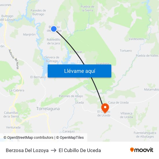 Berzosa Del Lozoya to El Cubillo De Uceda map