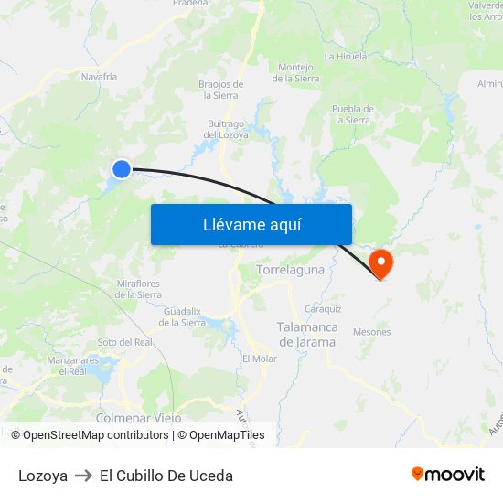 Lozoya to El Cubillo De Uceda map
