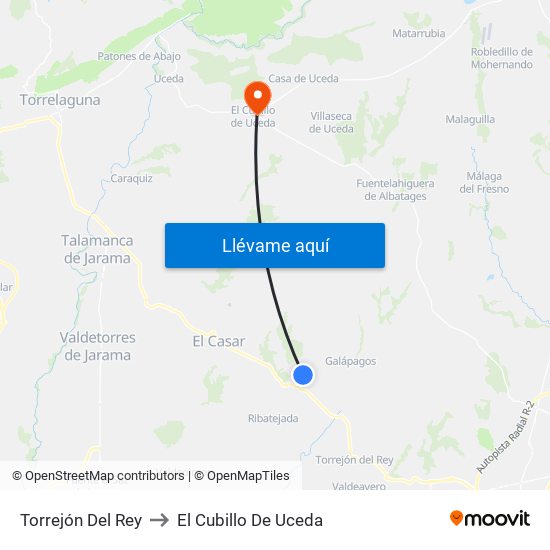 Torrejón Del Rey to El Cubillo De Uceda map