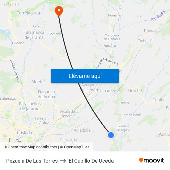 Pezuela De Las Torres to El Cubillo De Uceda map