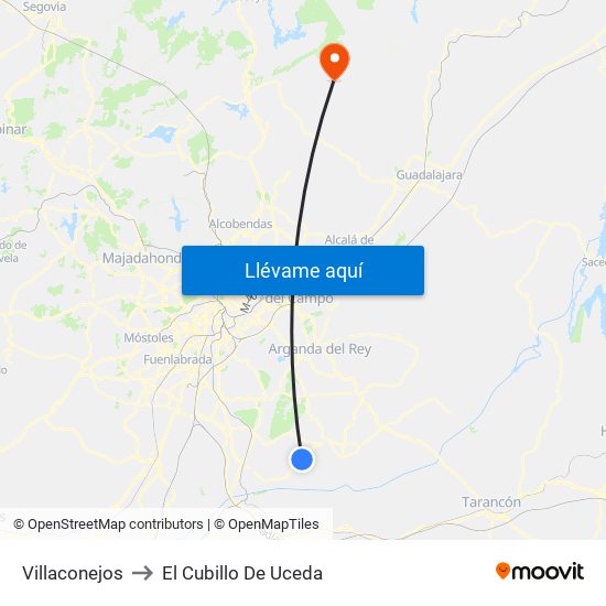 Villaconejos to El Cubillo De Uceda map