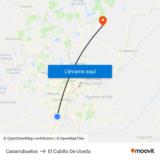Casarrubuelos to El Cubillo De Uceda map