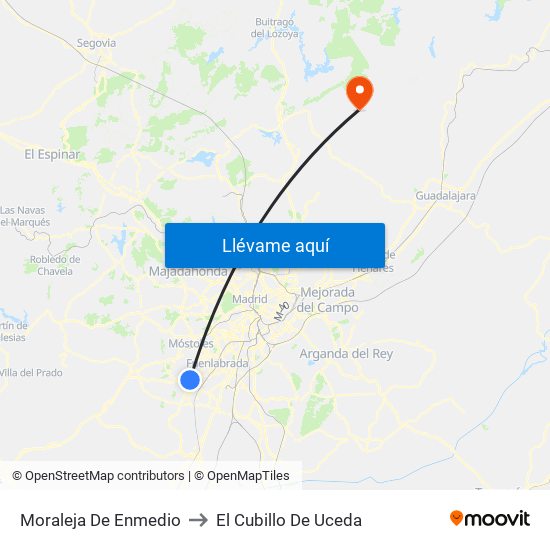 Moraleja De Enmedio to El Cubillo De Uceda map