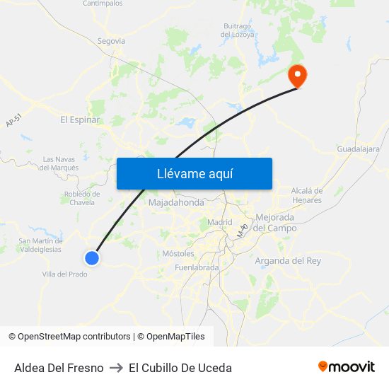 Aldea Del Fresno to El Cubillo De Uceda map