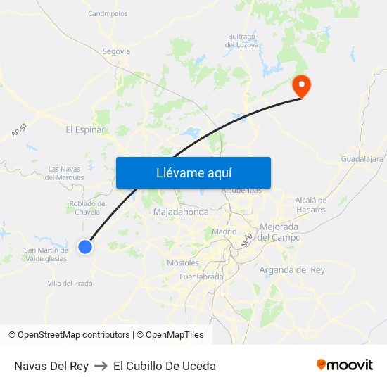 Navas Del Rey to El Cubillo De Uceda map