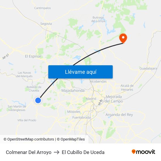 Colmenar Del Arroyo to El Cubillo De Uceda map