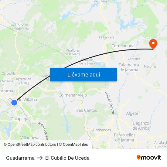 Guadarrama to El Cubillo De Uceda map