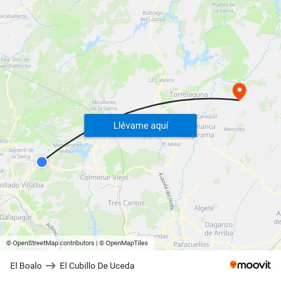 El Boalo to El Cubillo De Uceda map
