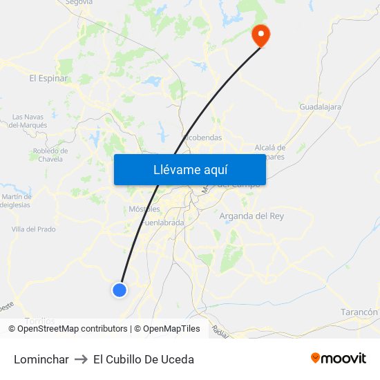 Lominchar to El Cubillo De Uceda map