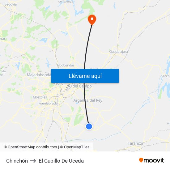 Chinchón to El Cubillo De Uceda map