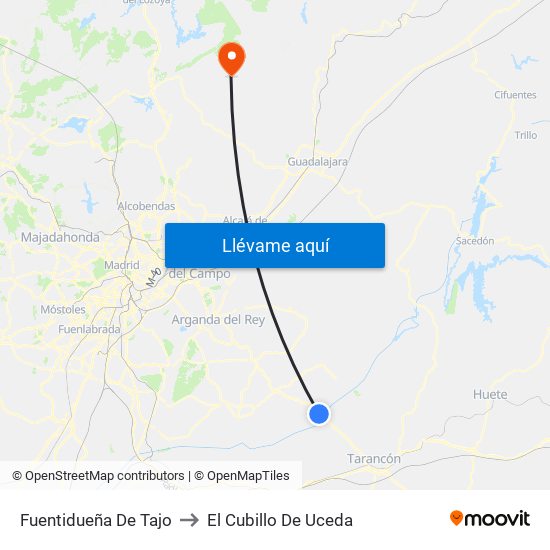 Fuentidueña De Tajo to El Cubillo De Uceda map