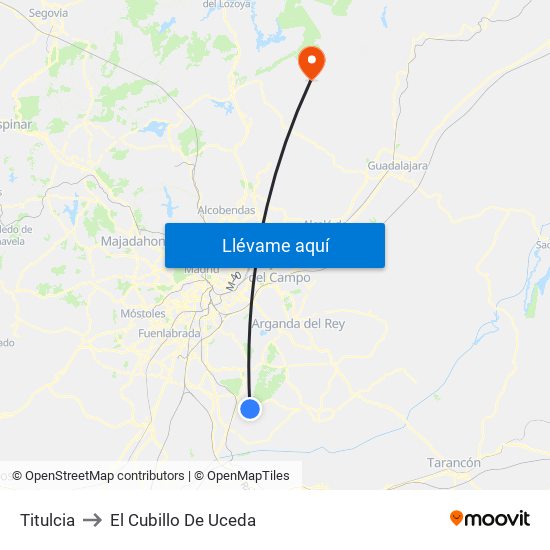 Titulcia to El Cubillo De Uceda map