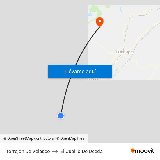 Torrejón De Velasco to El Cubillo De Uceda map