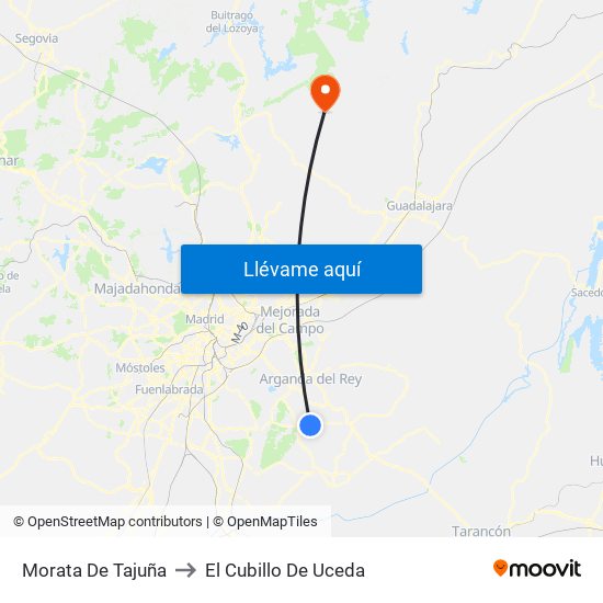 Morata De Tajuña to El Cubillo De Uceda map