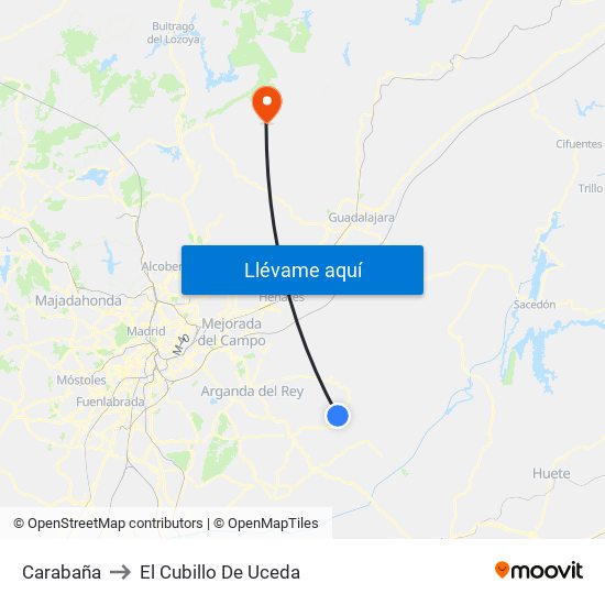 Carabaña to El Cubillo De Uceda map