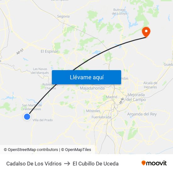 Cadalso De Los Vidrios to El Cubillo De Uceda map