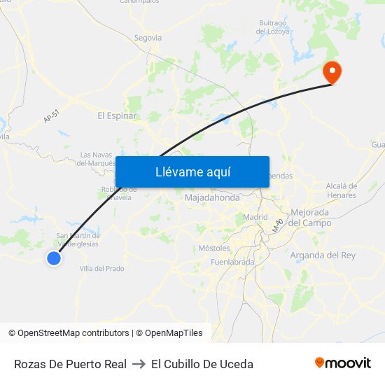 Rozas De Puerto Real to El Cubillo De Uceda map
