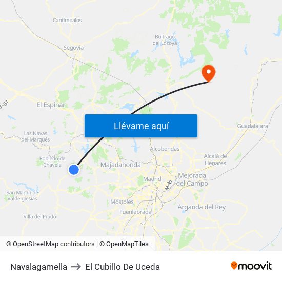 Navalagamella to El Cubillo De Uceda map