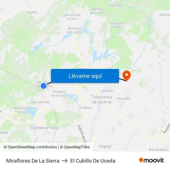 Miraflores De La Sierra to El Cubillo De Uceda map