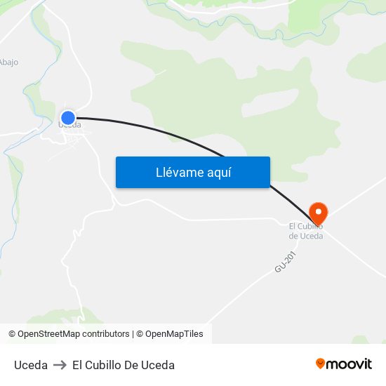 Uceda to El Cubillo De Uceda map