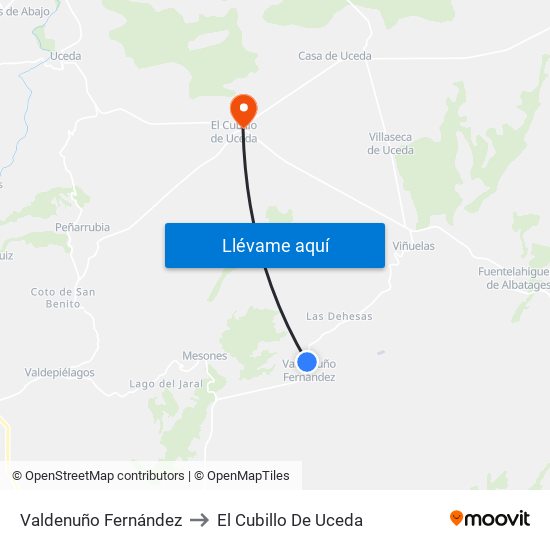 Valdenuño Fernández to El Cubillo De Uceda map