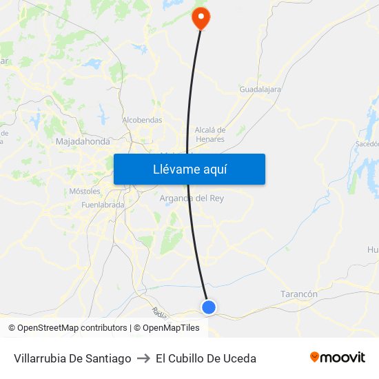 Villarrubia De Santiago to El Cubillo De Uceda map