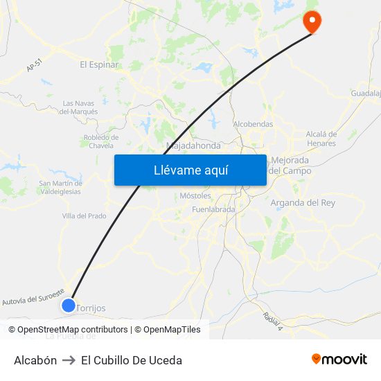 Alcabón to El Cubillo De Uceda map