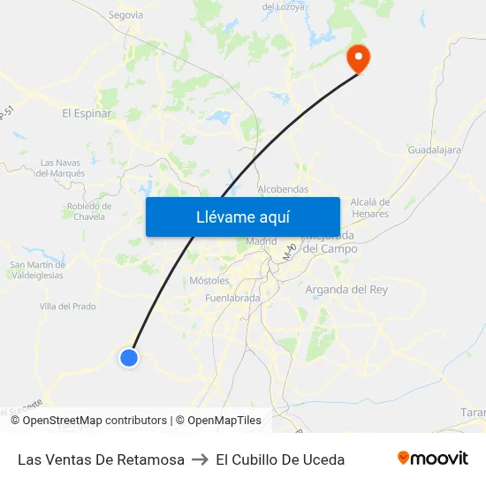 Las Ventas De Retamosa to El Cubillo De Uceda map