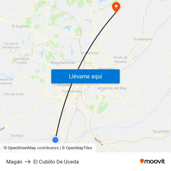Magán to El Cubillo De Uceda map