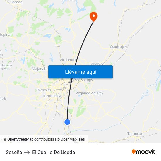 Seseña to El Cubillo De Uceda map