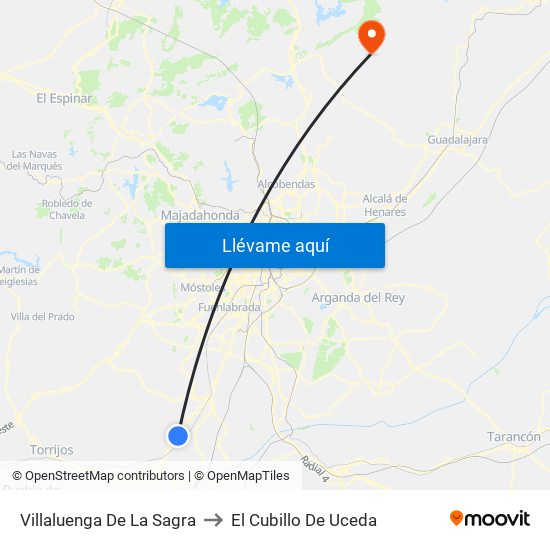 Villaluenga De La Sagra to El Cubillo De Uceda map