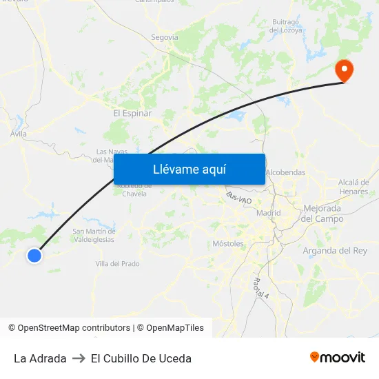 La Adrada to El Cubillo De Uceda map